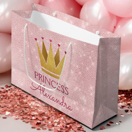 Sacola Para Presentes Grande Princesa Rosa Rosa Dourada Aniversário