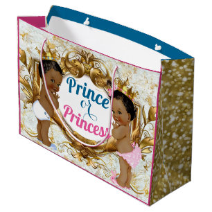 Sacola Para Presentes Grande Príncipe Africano ou Princesa do Gênero Revelar