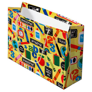 Sacola Para Presentes Grande Professor de Arte da Pré-escola de Doodle - Bom fi
