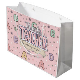 Sacola Para Presentes Grande Professor de Letras Rosa Padrão Escolar