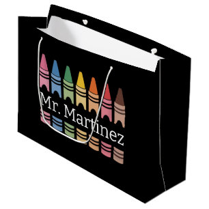 Sacola Para Presentes Grande Professor Nome de Giz Personalizado Cute Voltar à