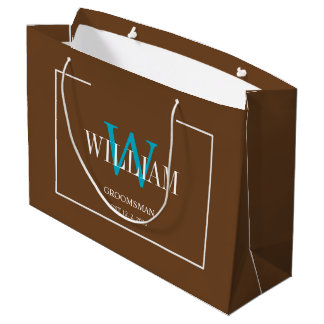 Sacola Para Presentes Grande Profissional Minimalista Marrom e Branco para Noiv