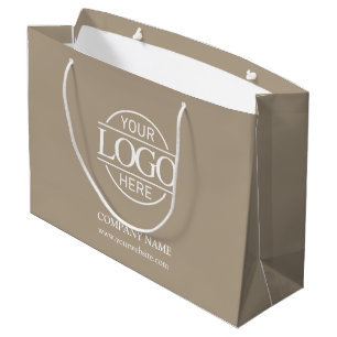 Sacola Para Presentes Grande Promocional de logotipo comercial com marca Taupe