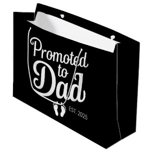 Sacola Para Presentes Grande Promovido a Papai EST 2025 Engraçado Breve Papai