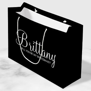 Sacola Para Presentes Grande Proposta de Bridesmaid Personalizada de Negra Mode