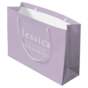 Sacola Para Presentes Grande Proposta de Dama de Honra Roxo Lilás
