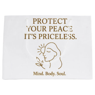 Sacola Para Presentes Grande Protect Your Peace — Minimalist Self-Care Quote