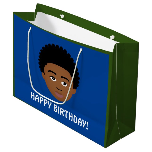 Sacola Para Presentes Grande #Proud2BNaturalMe Choose-My-Complexion Aniversário (Frente inclinada)