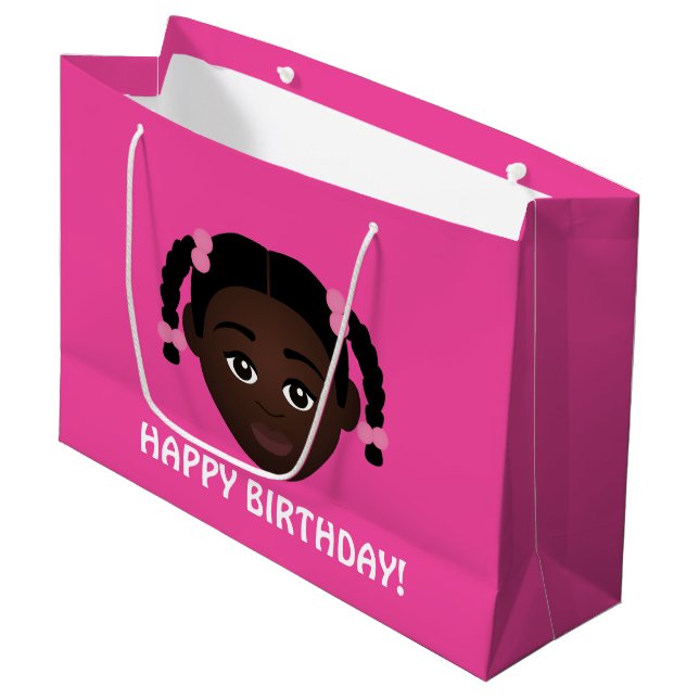 Sacola Para Presentes Grande #Proud2BNaturalMe Choose-My-Complexion Aniversário (Frente inclinada)