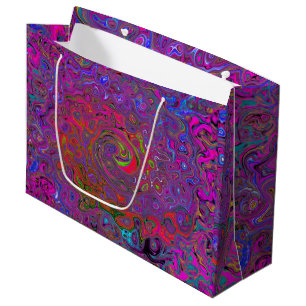 Sacola Para Presentes Grande Psicodélica Groovy Magenta Retro Líquido