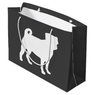 Sacola Para Presentes Grande Pug Chá de fraldas Cão Puppy Sexo Neutro