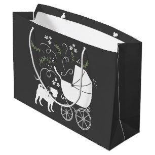 Sacola Para Presentes Grande Pug Chá de fraldas Cão Puppy Sexo Neutro