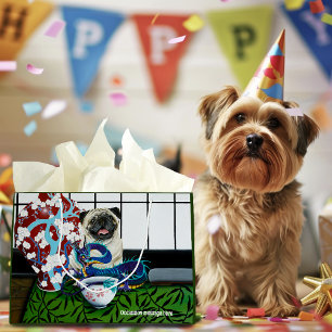 Sacola Para Presentes Grande Pug Dog Chinese Dragon