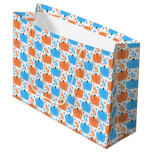 Sacola Para Presentes Grande Pumpkin Azul Laranja Folha Folha Folha Folha Folha
