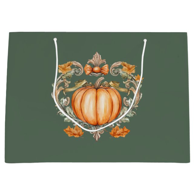 Sacola Para Presentes Grande Pumpkin de queda elegante (Frente)