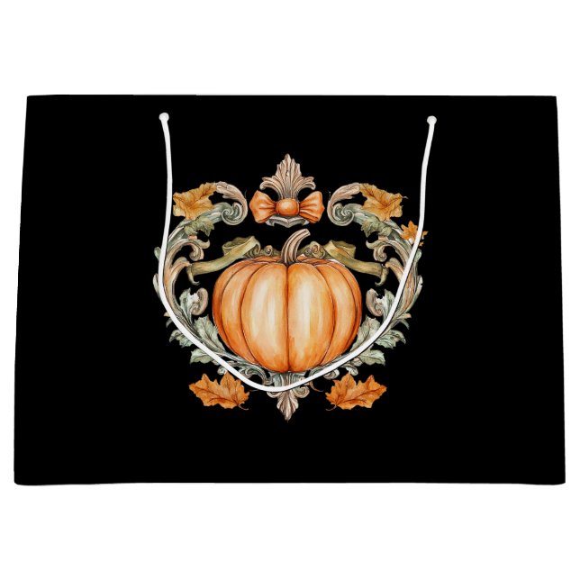 Sacola Para Presentes Grande Pumpkin de queda elegante (Frente)
