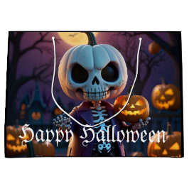 Sacola Para Presentes Grande Pumpkin Patch Skeleton Companion