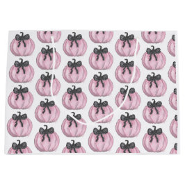 Sacola Para Presentes Grande Pumpkin rosa com arco preto
