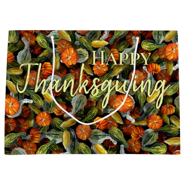 Sacola Para Presentes Grande Pumpkin, Squash Autumn Colheita Grande Saco de Pre (Frente)