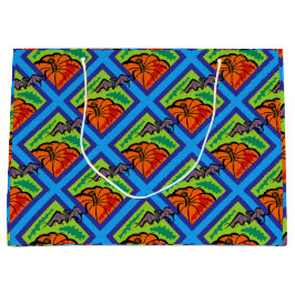 Sacola Para Presentes Grande Pumpkins e Morcegos em Padrão, Nome, Halloween, ZS