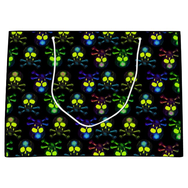 Sacola Para Presentes Grande Punk Pirate Ghost Skulls - Cobalt Nightmare Blue (Frente)