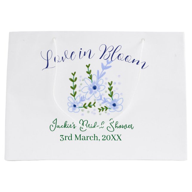 Sacola Para Presentes Grande Purple boho love in Bloom bridal shower name retro (Frente)