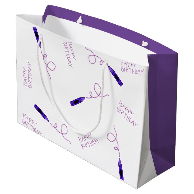 Sacola Para Presentes Grande Purple Crayon (Verso inclinado)