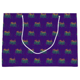 SACOLA PARA PRESENTES GRANDE PURPLE DOURADO MARDI GRAS