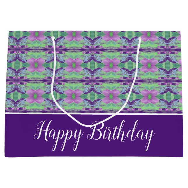 Sacola Para Presentes Grande Purple E Mauve Floral (Frente)