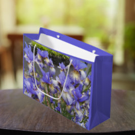 Sacola Para Presentes Grande Purple Iris Garden Floral