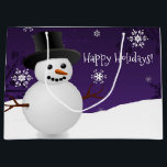 Sacola Para Presentes Grande Purple Snowman Winter Scenery Christmas Gift Bag<br><div class="desc">Saqueie seus presentes de Natal com este Snowman, Snowman, Espetacular e roxo, Snowman, Snowman, Bag. Design de presente apresenta um boneco de neve feliz em uma cena de ventania de neve contra um fundo roxo adornado com flocos de neve de cor correspondente. Itens adicionais de presentes e feriados disponíveis com...</div>