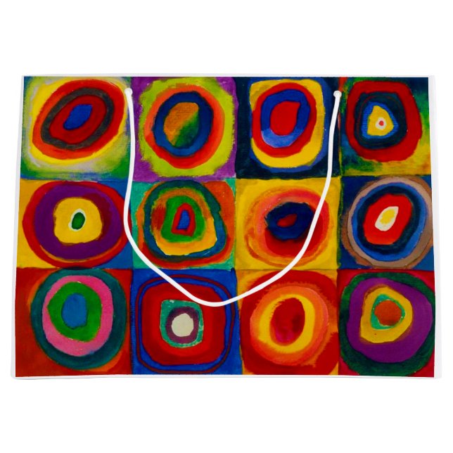 Sacola Para Presentes Grande Quadrados com Círculos, Abstrato, Wassily Kandinsk (Frente)