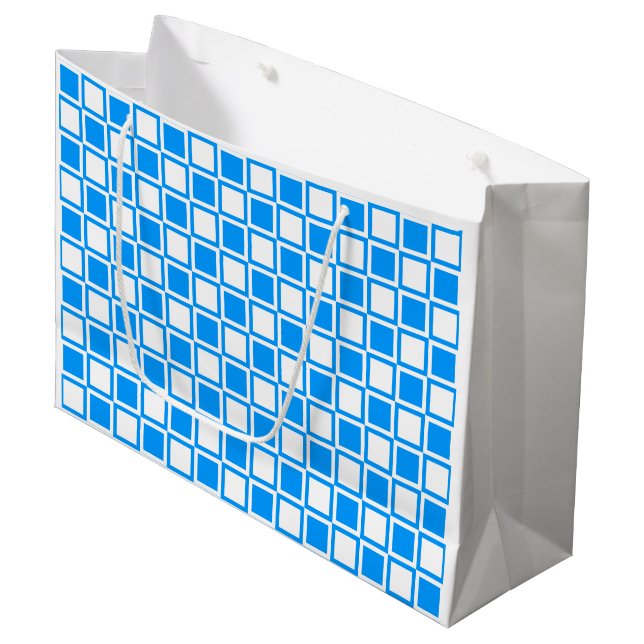 Sacola Para Presentes Grande Quadrados de Mod Azul Claro (Frente inclinada)