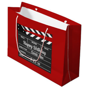 Sacola Para Presentes Grande Quadro de paleta de filmes personalizado vermelho