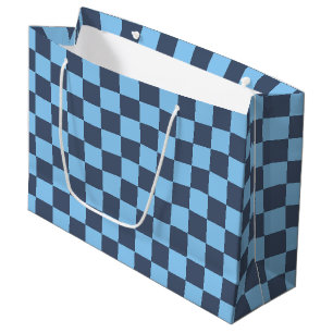 Sacola Para Presentes Grande Quadro de verificação azul