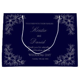 Sacola Para Presentes Grande Quadro e Flores do Ornamentado de Casamento Chic