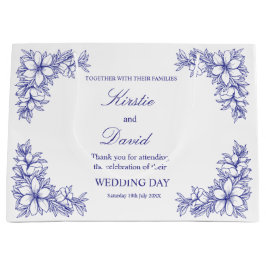 Sacola Para Presentes Grande Quadro e Flores do Ornamentado de Casamento Chic