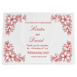 Sacola Para Presentes Grande Quadro e Flores do Ornamentado de Casamento Chic