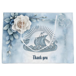 Sacola Para Presentes Grande Quadro Floral com Rosa e Design Celta.