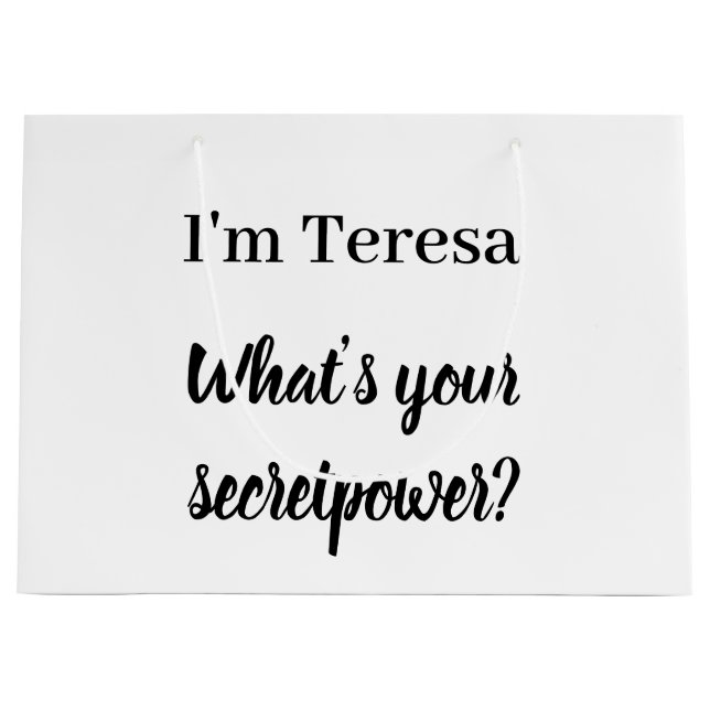 Sacola Para Presentes Grande Qual é o Design de Herói Superpoder (Frente)