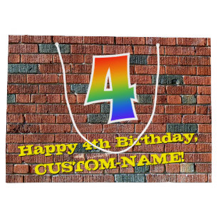 Sacola Para Presentes Grande Quarto aniversário: Arco-Íris divertido inspirado 