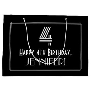 Sacola Para Presentes Grande Quarto Aniversário — Art Deco Inspirou o Olho "4" 