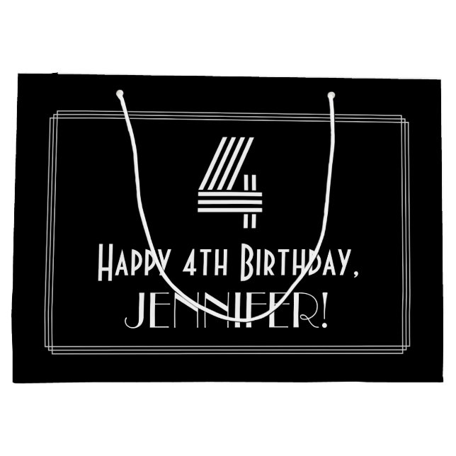 Sacola Para Presentes Grande Quarto Aniversário — Art Deco Inspirou o Olho "4"  (Verso)