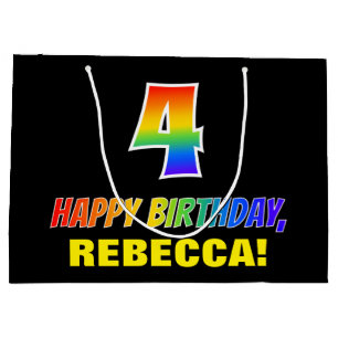 Sacola Para Presentes Grande Quarto aniversário: Negrito, Divertido, Simples, A