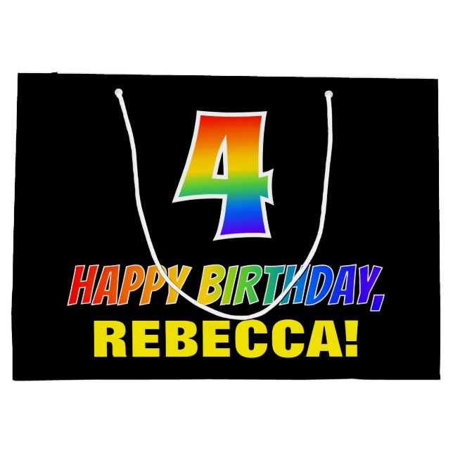 Sacola Para Presentes Grande Quarto aniversário: Negrito, Divertido, Simples, A (Verso)