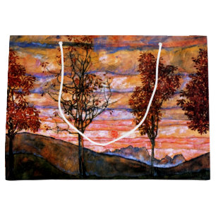 Sacola Para Presentes Grande Quatro árvores por belas artes de Egon Schiele