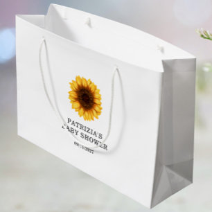 Sacola Para Presentes Grande Queda Chá de fraldas de girassol