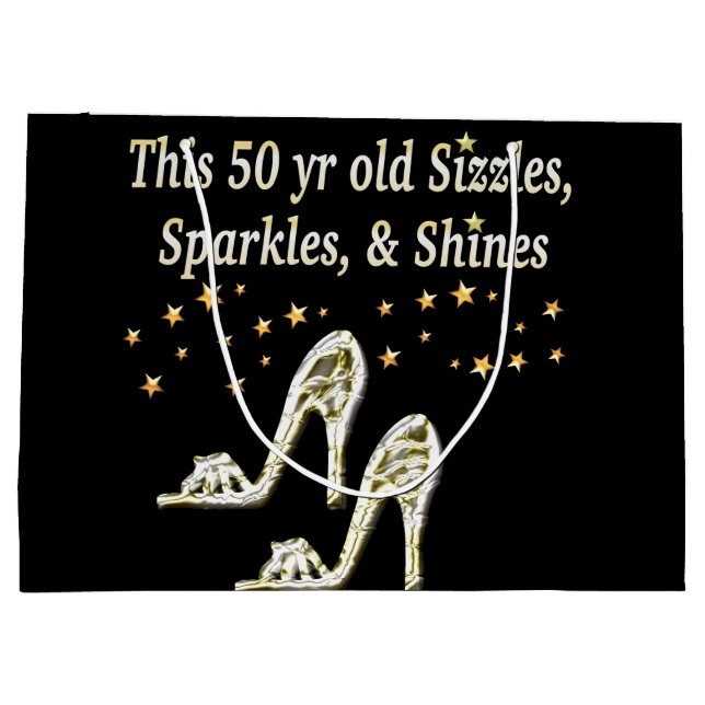 SACOLA PARA PRESENTES GRANDE QUEEN FABULOSA DE CALÇADO DE PRATA 50 (Verso)