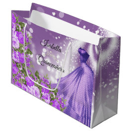 Sacola Para Presentes Grande Quinceañera Purple Gown e Flores