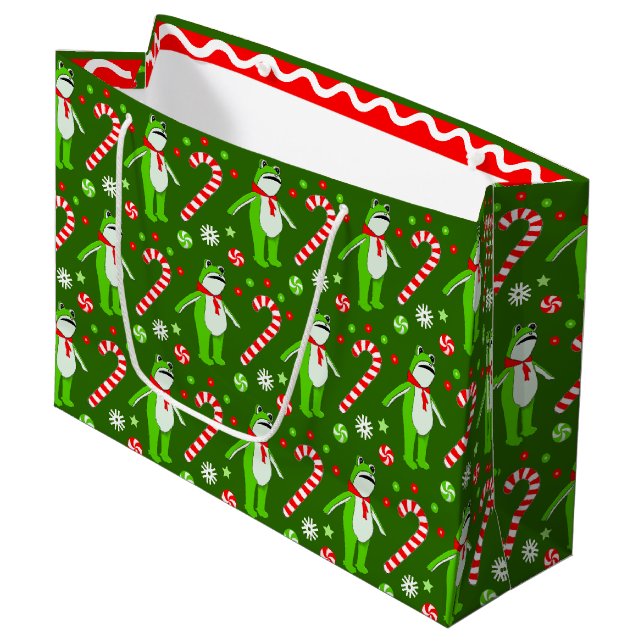 Sacola Para Presentes Grande Rã Protesta Não Reis Natal (Frente inclinada)